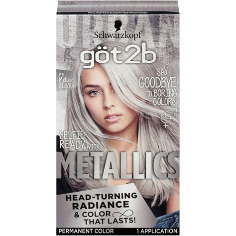 metallic gray hair dye box|got2b metallic hair color.